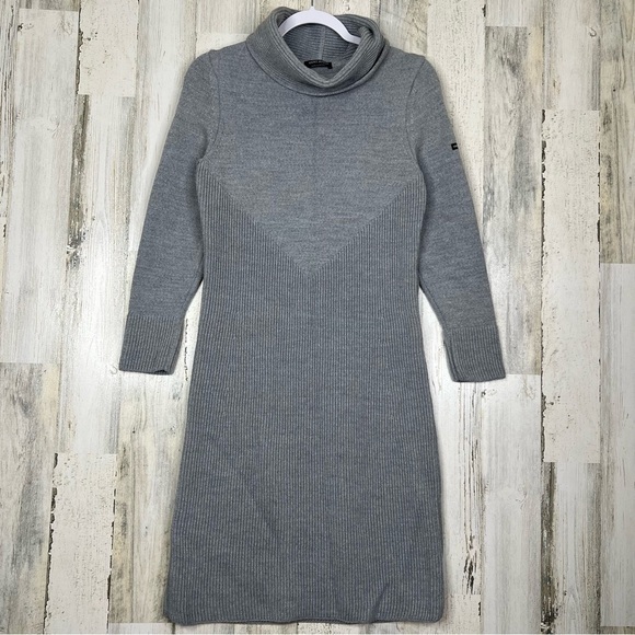 Saint James Womens Gray Heavy Pure Wool Ribbed Sweater Shift Soft‎ Dress Size 6 - Picture 1 of 11